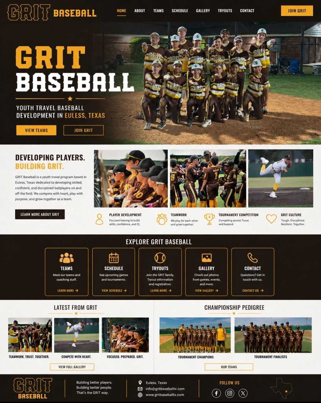 Youth sports website example designed by Clubhouse Sites